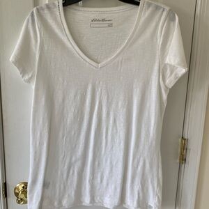 Eddie Bauer White Fitted Short Sleeve T-Shirt